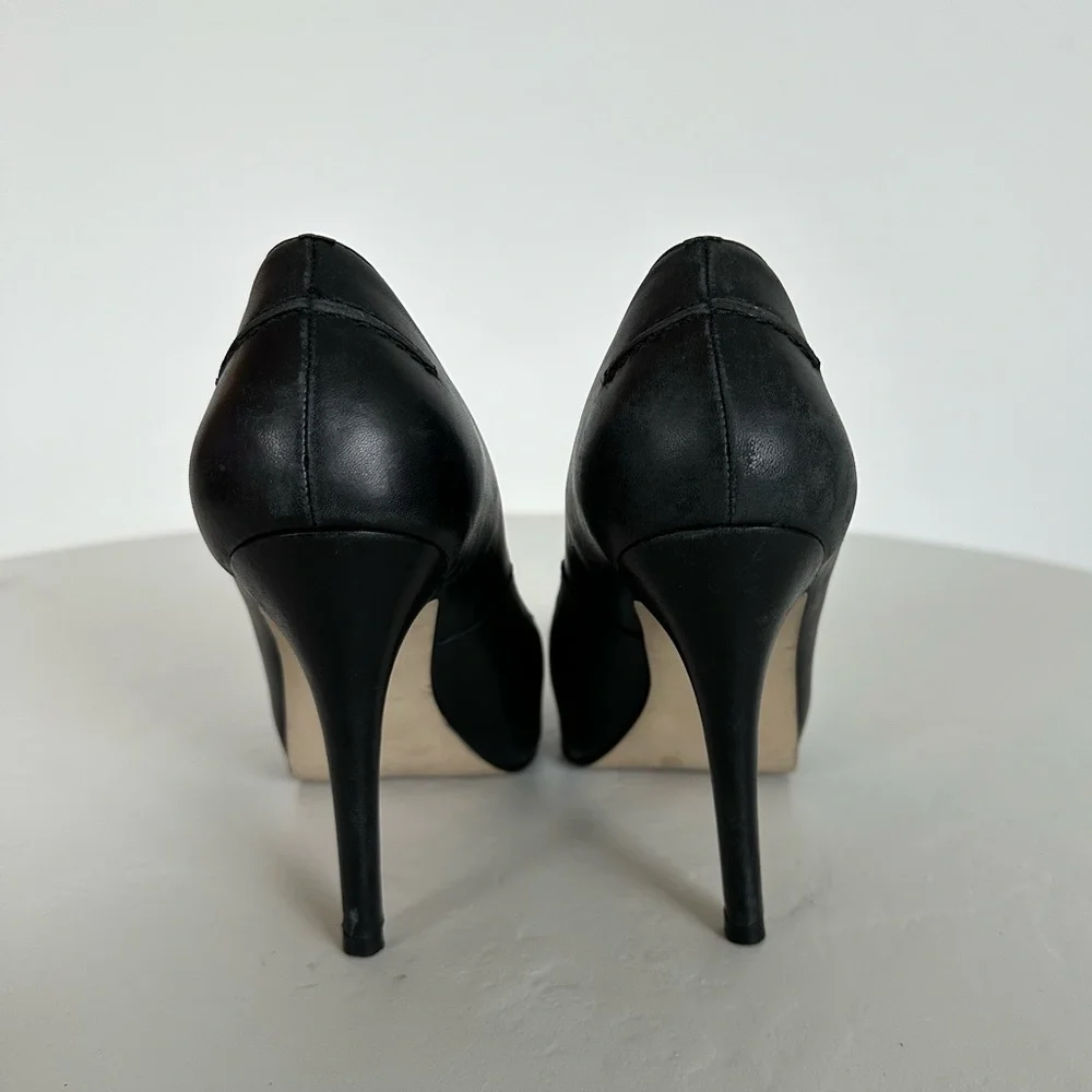KG Kurt Geiger Hidden Platform Pump Heels in Black Leather | Size 7